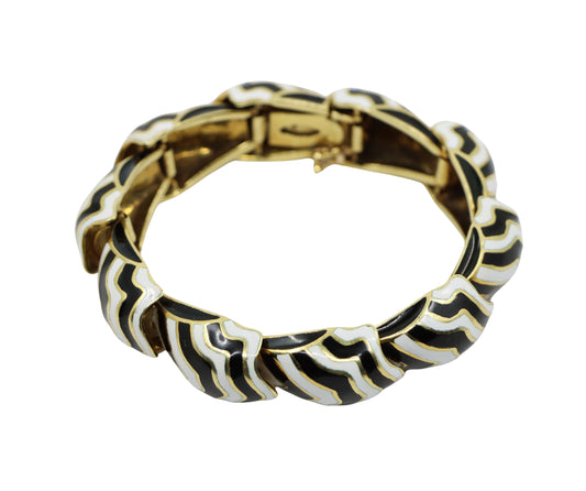 D.Webb 18K Gold Zebra Enamel Bracelet