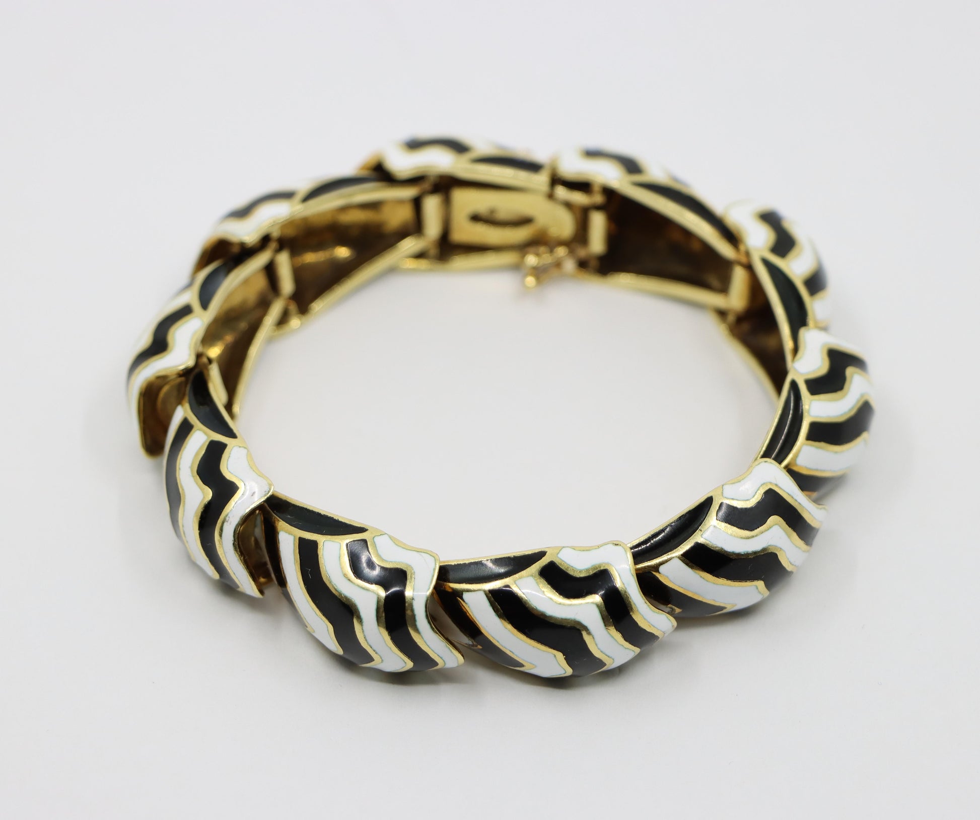 D.Webb 18K Gold Zebra Enamel Bracelet