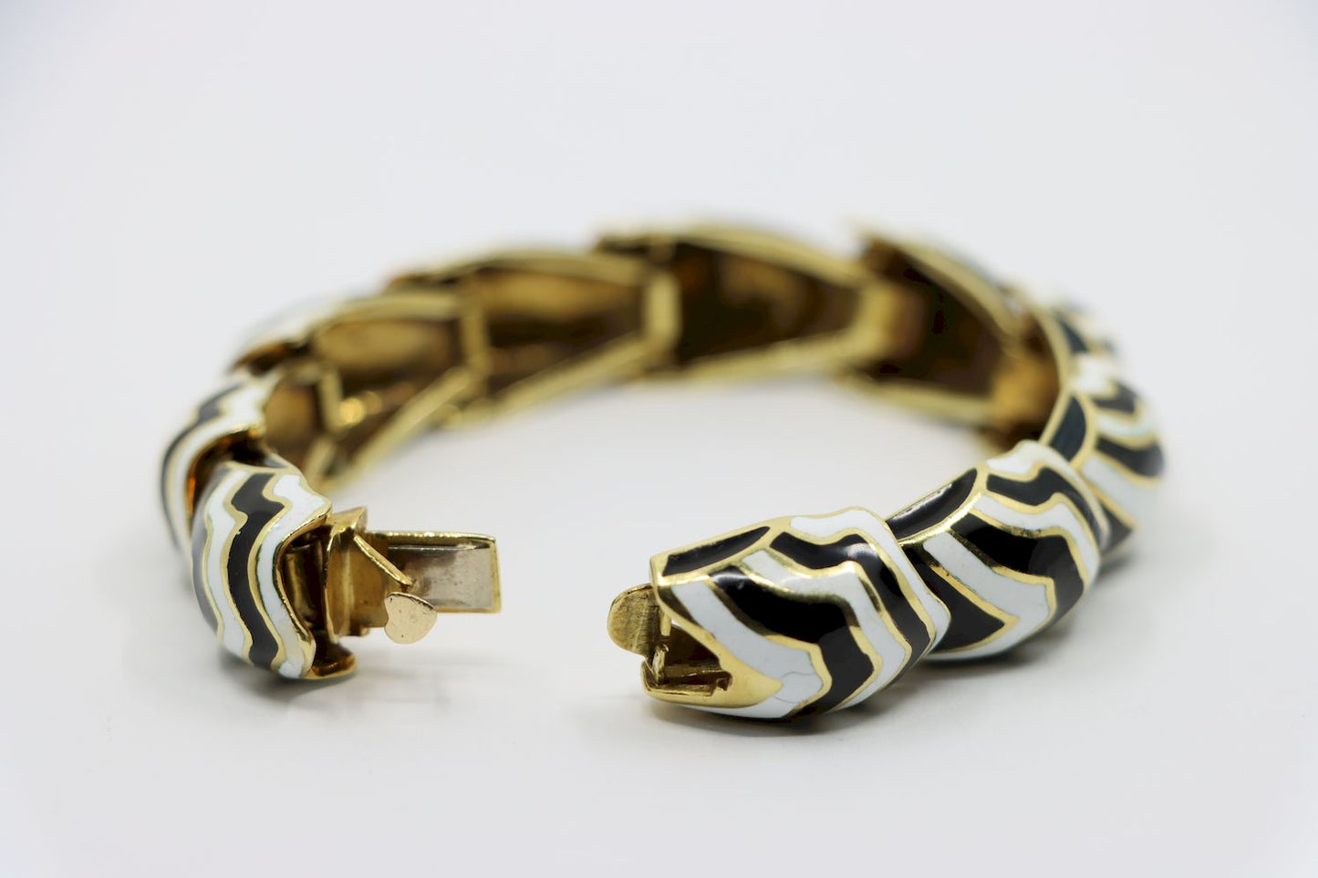 D.Webb 18K Gold Zebra Enamel Bracelet