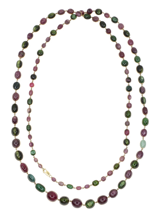 Vintage 14K Gold Tourmaline Bead Necklace