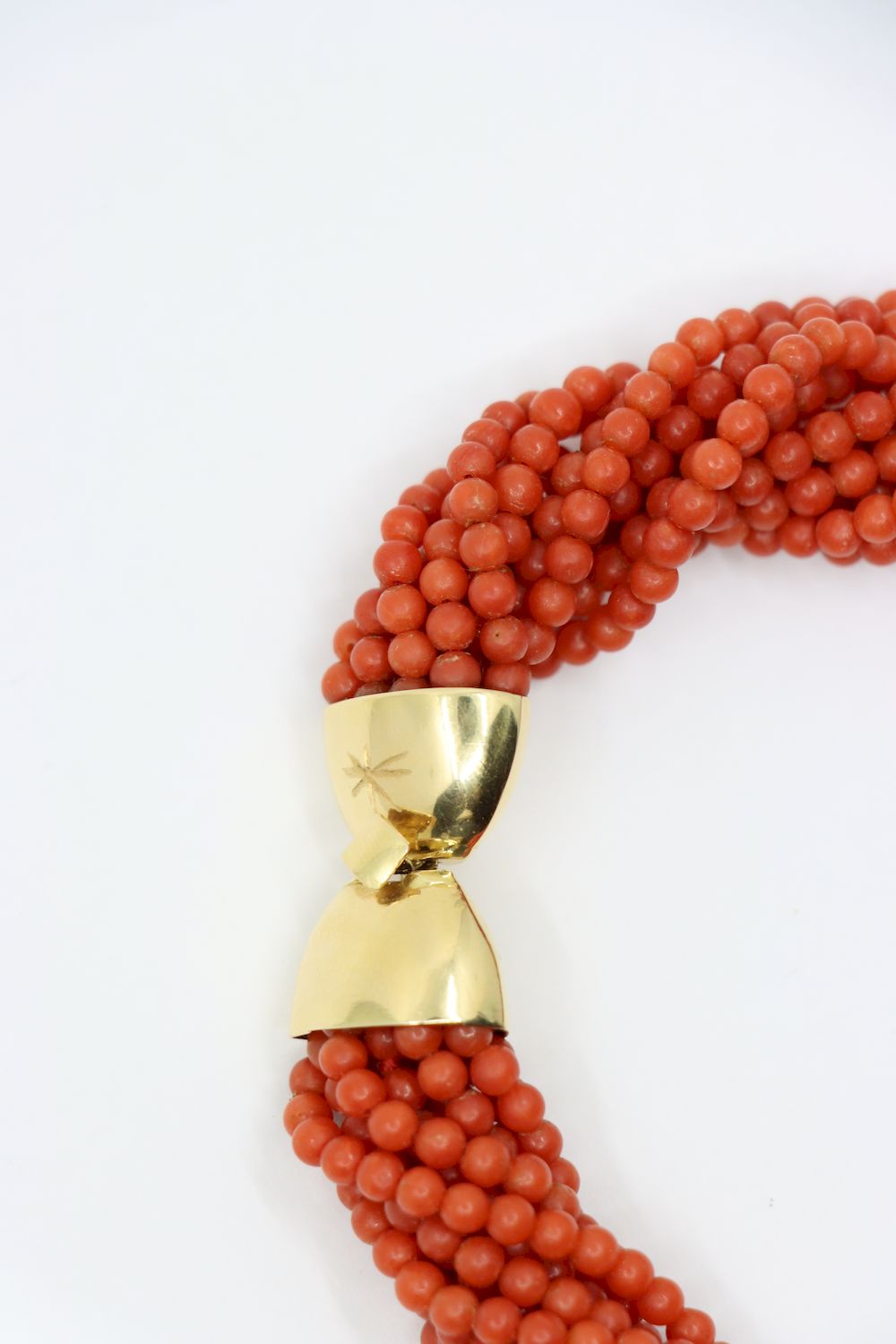 18K Gold Muti-Stands Coral Beads Necklace