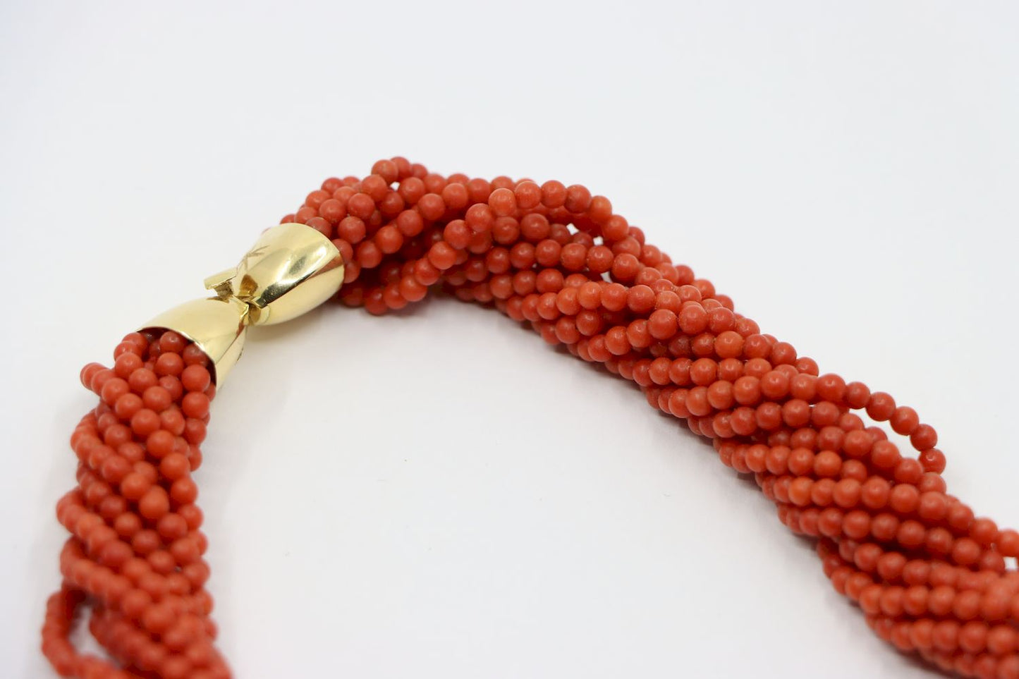 18K Gold Muti-Stands Coral Beads Necklace