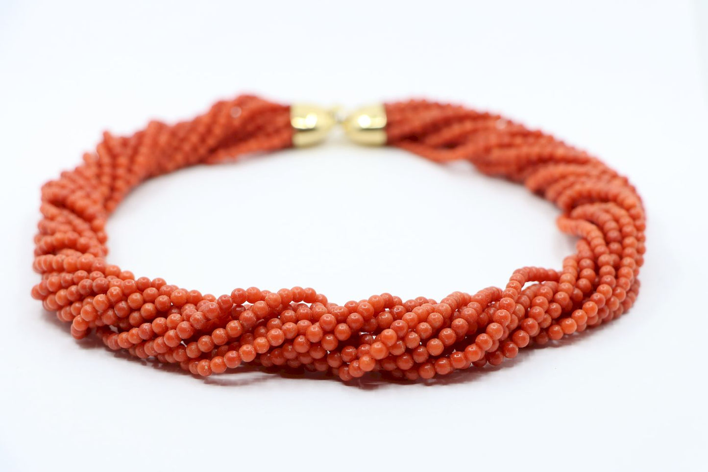 18K Gold Muti-Stands Coral Beads Necklace