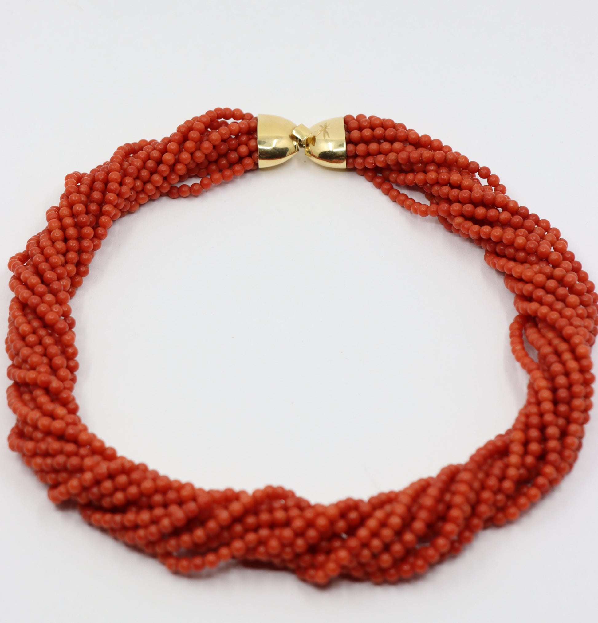 18K Gold Muti-Stands Coral Beads Necklace