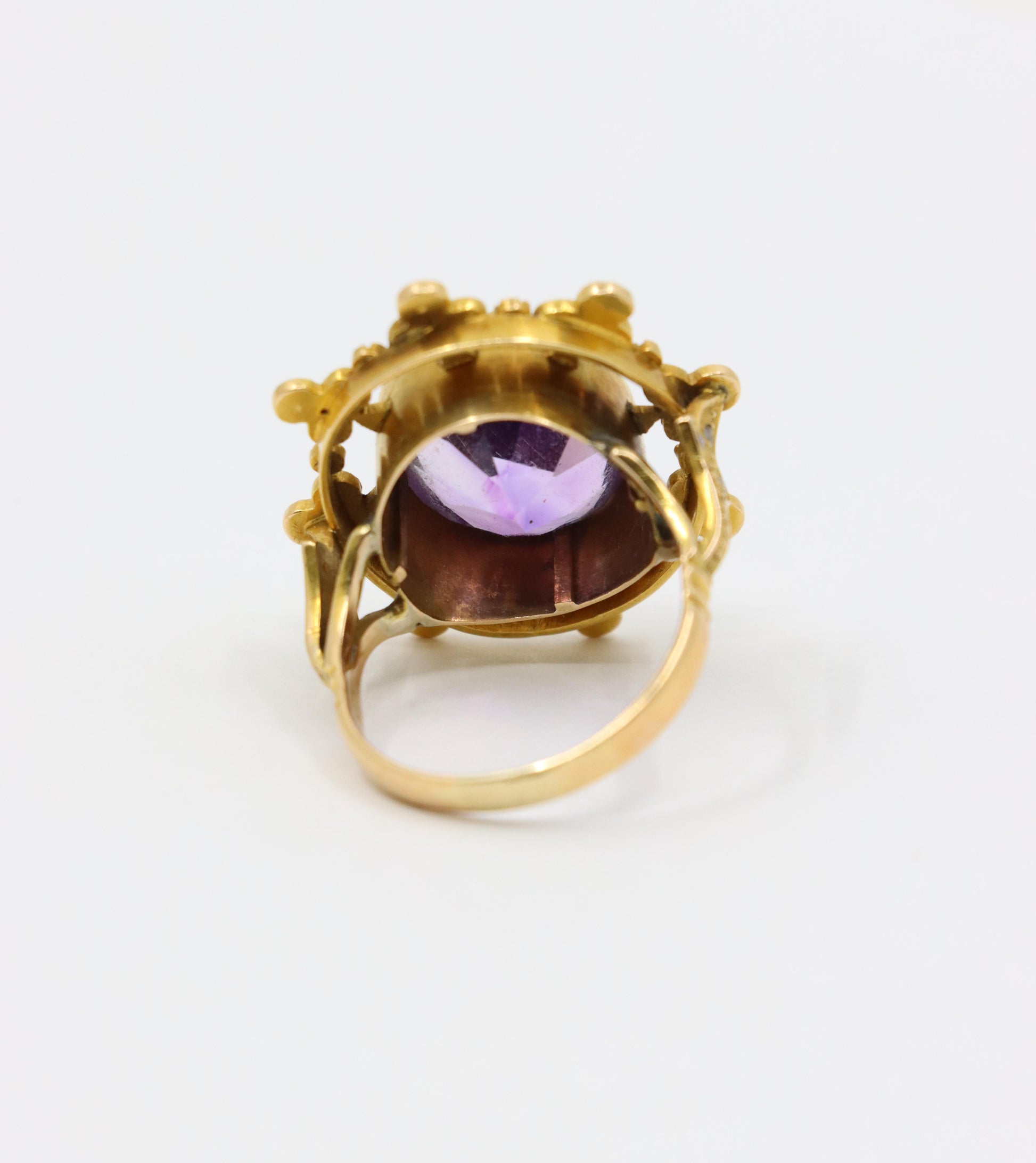 Antique 18K Gold Amethyst Pearl Ring