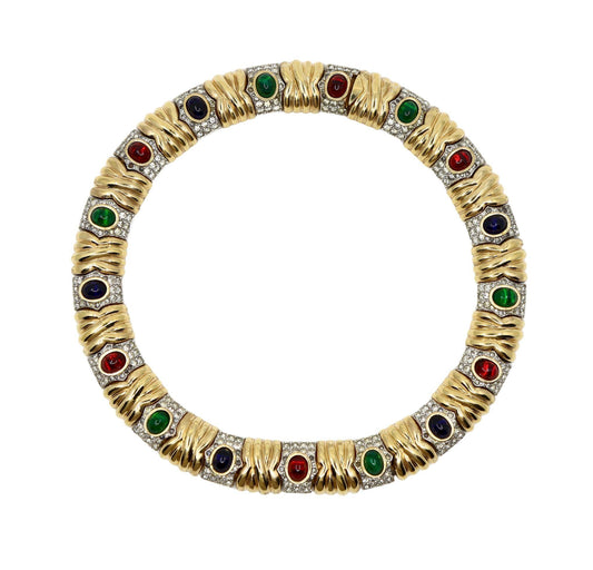 Vintage Ciner Dynasty Style Gold-tone Rhinestone Choker Necklace
