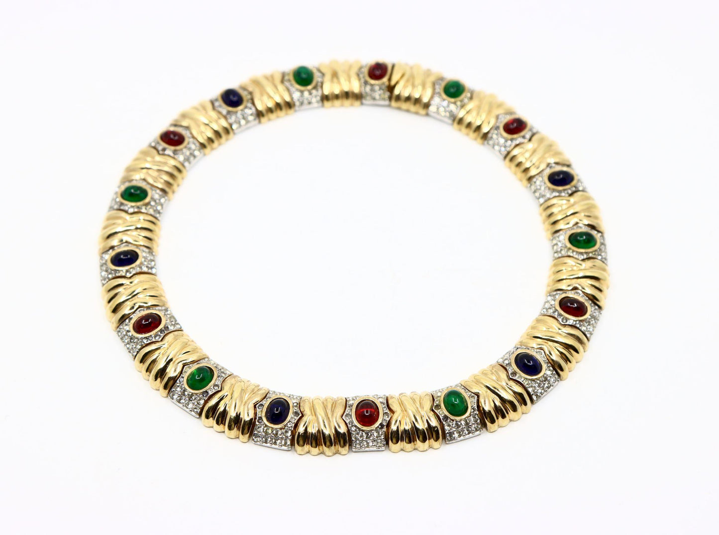 Vintage Ciner Dynasty Style Gold-tone Rhinestone Choker Necklace