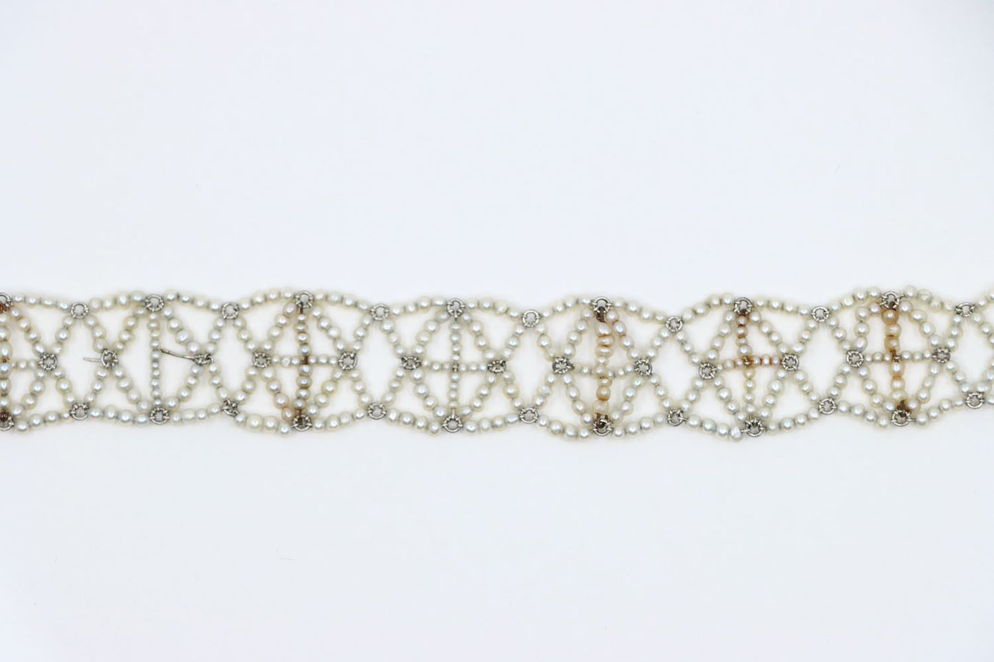 Platinum Seed Pearls Weave Bracelet