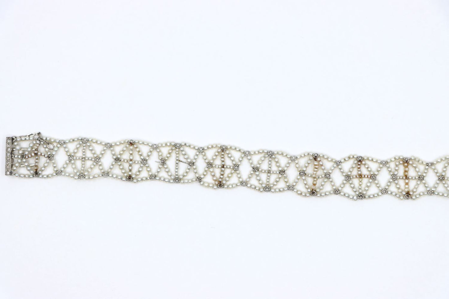 Platinum Seed Pearls Weave Bracelet