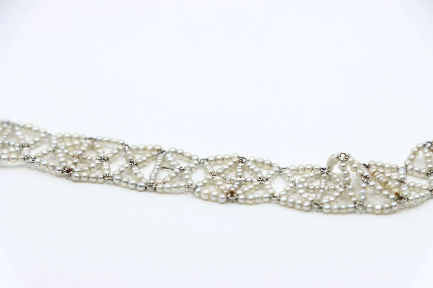 Platinum Seed Pearls Weave Bracelet