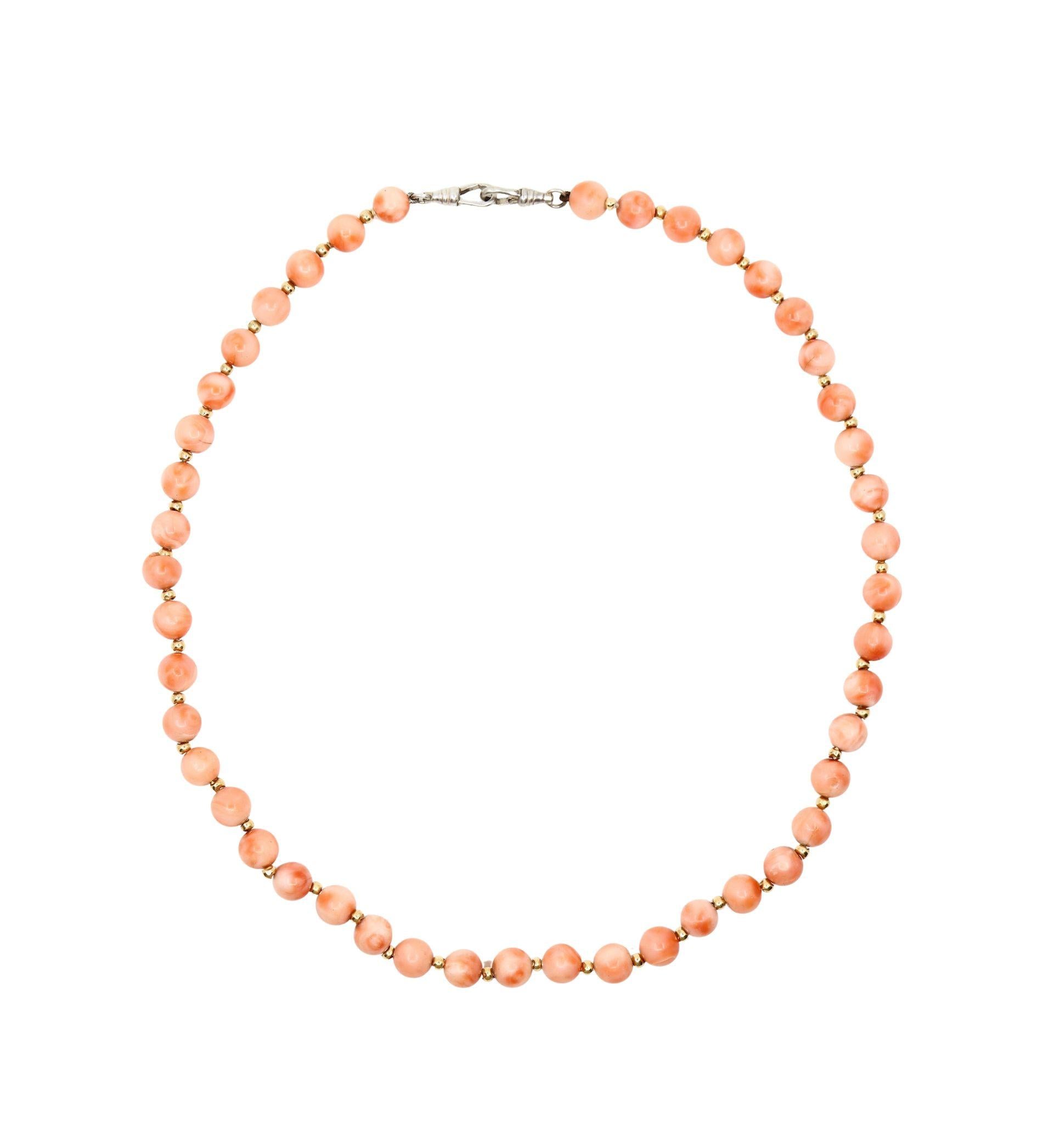 Vintage Silver & Gold Coral Beads Necklace