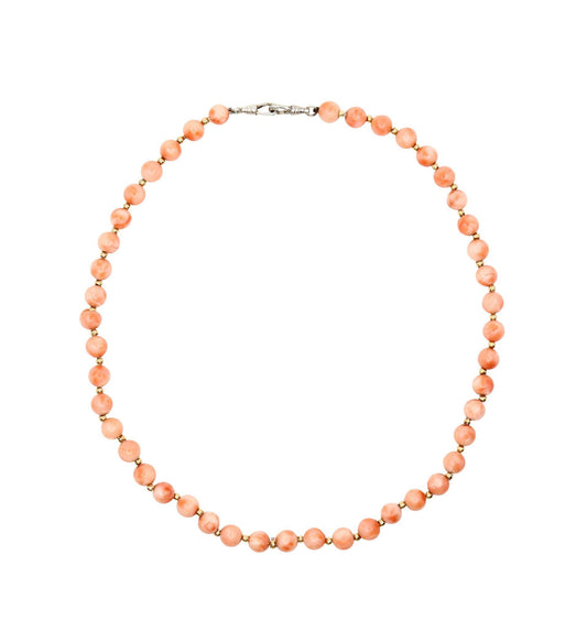Vintage Silver & Gold Coral Beads Necklace