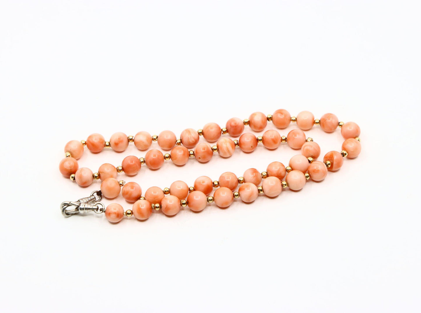 Vintage Silver & Gold Coral Beads Necklace