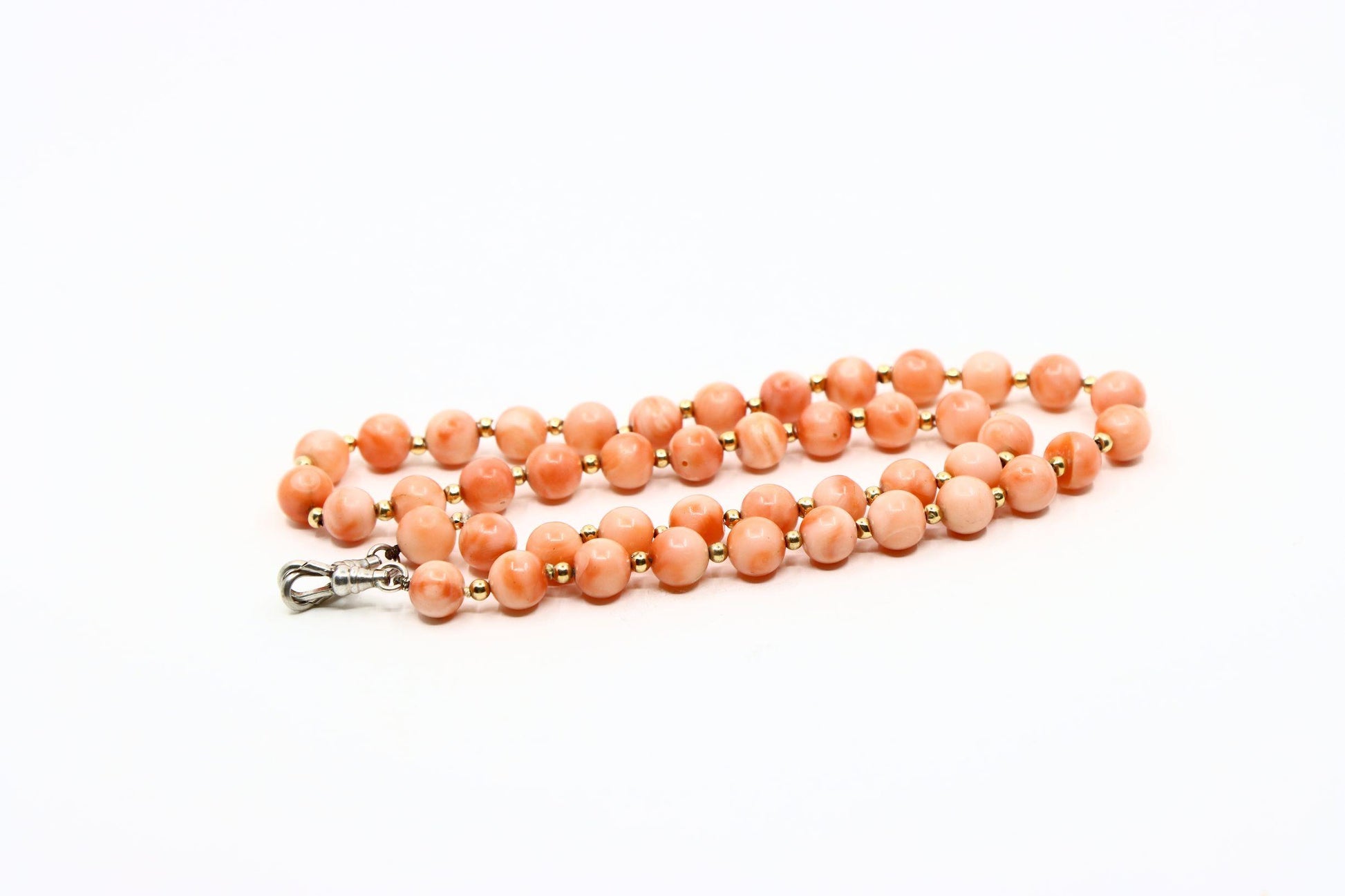 Vintage Silver & Gold Coral Beads Necklace