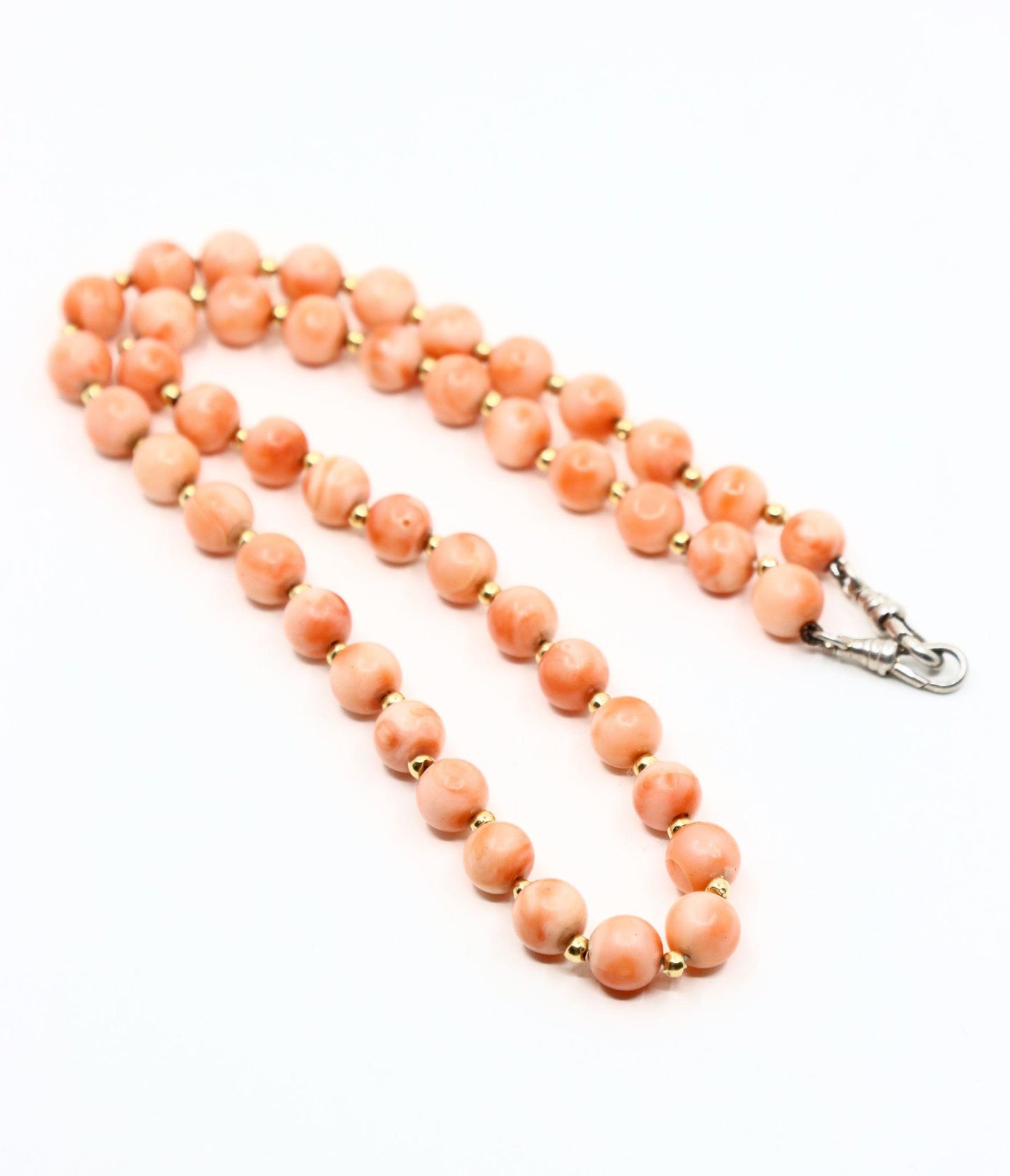 Vintage Silver & Gold Coral Beads Necklace