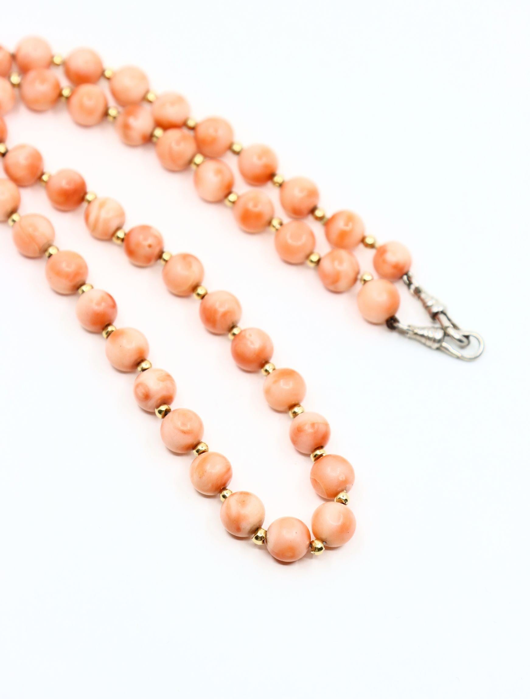Vintage Silver & Gold Coral Beads Necklace