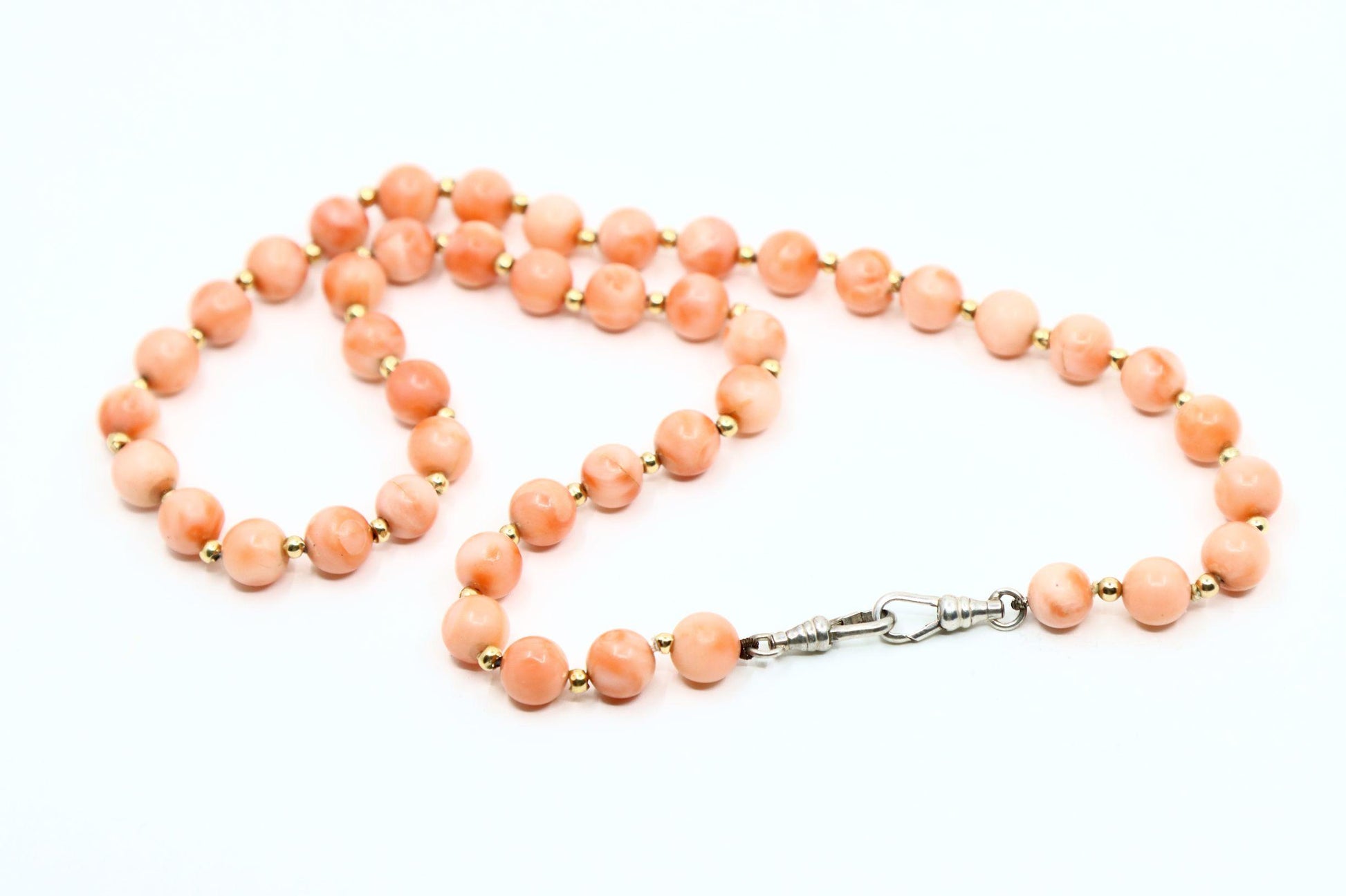 Vintage Silver & Gold Coral Beads Necklace