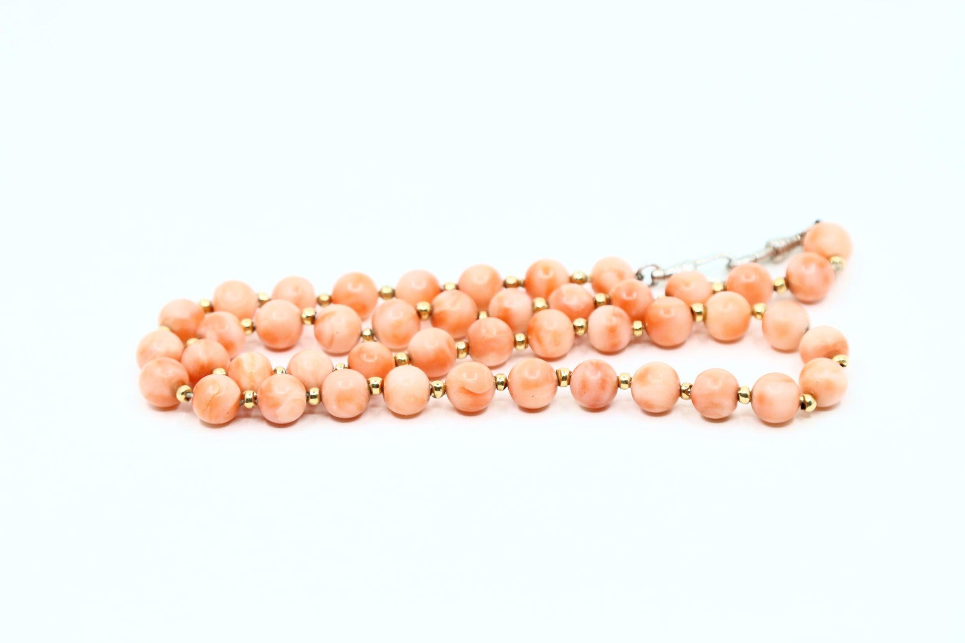 Vintage Silver & Gold Coral Beads Necklace