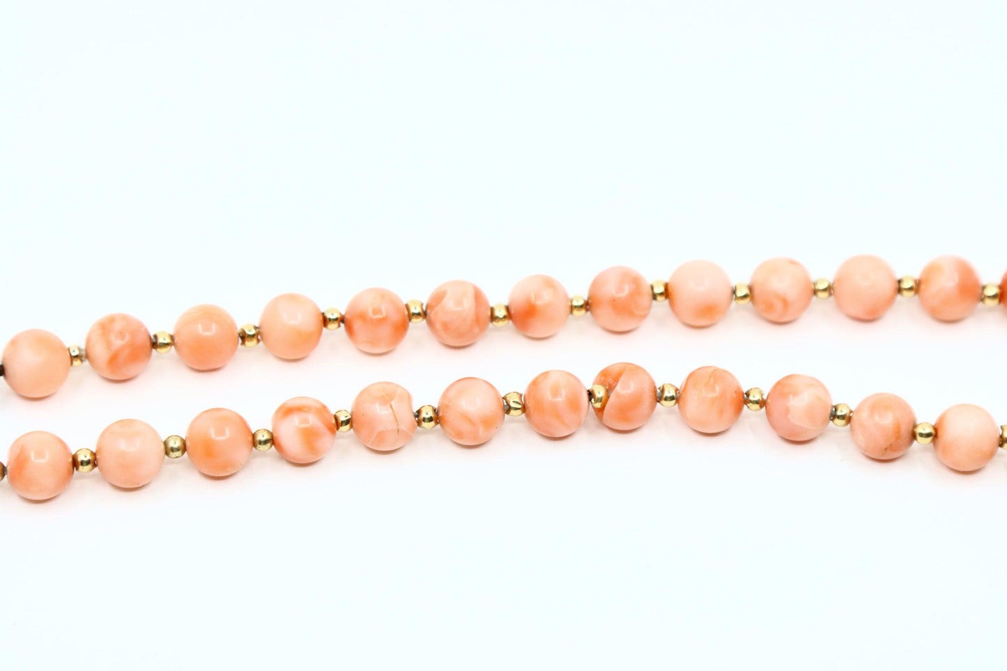 Vintage Silver & Gold Coral Beads Necklace