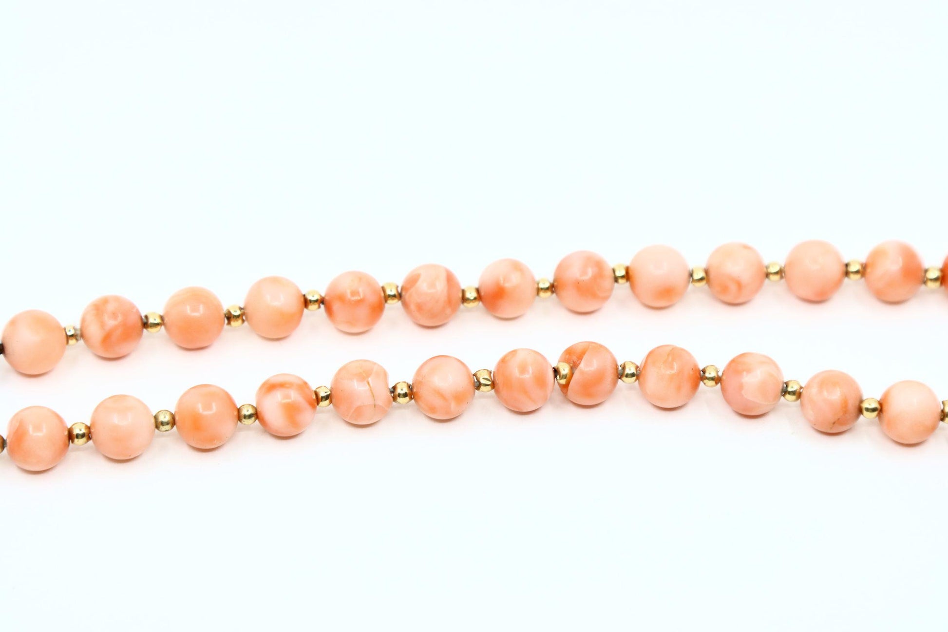 Vintage Silver & Gold Coral Beads Necklace