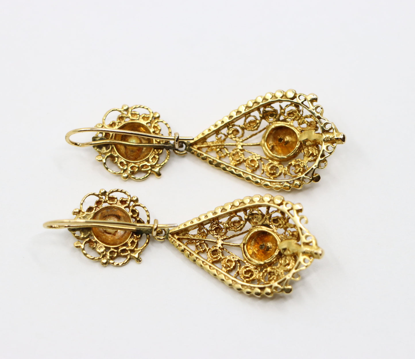 Victorian Revival 14K Gold Seed Pearl Drop Earrings