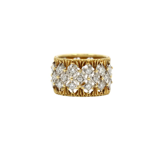 Buccellati 18K Yellow & White Gold Rombi Diamonds Eternelle Ring