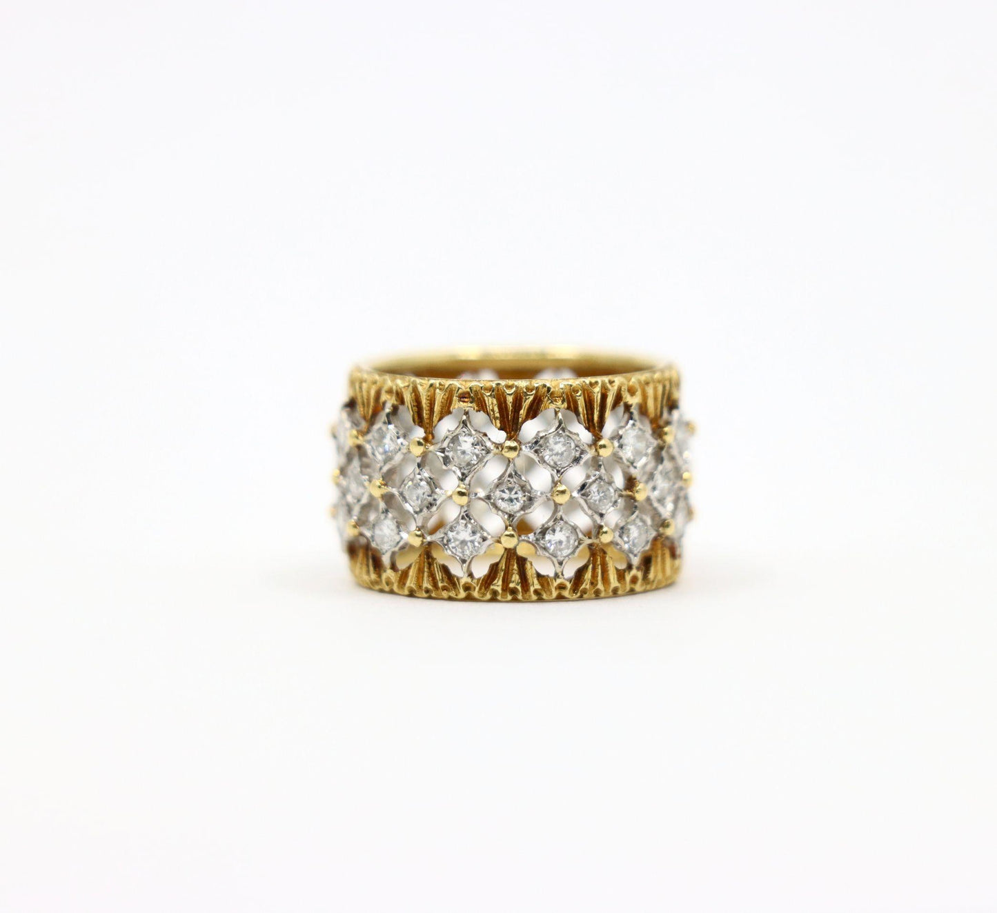 Buccellati 18K Yellow & White Gold Rombi Diamonds Eternelle Ring