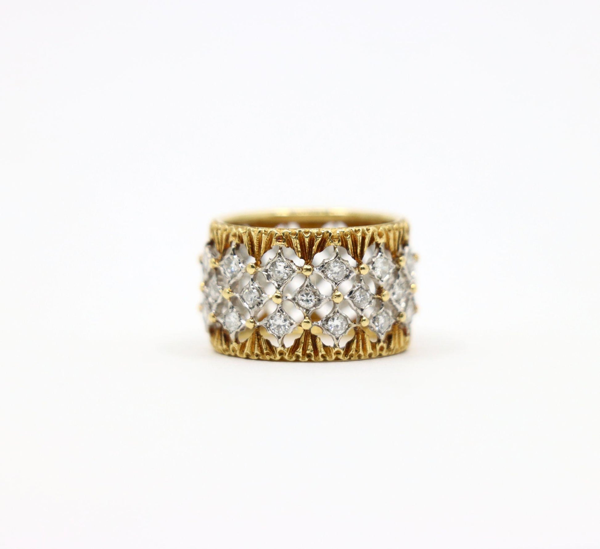 Buccellati 18K Yellow & White Gold Rombi Diamonds Eternelle Ring