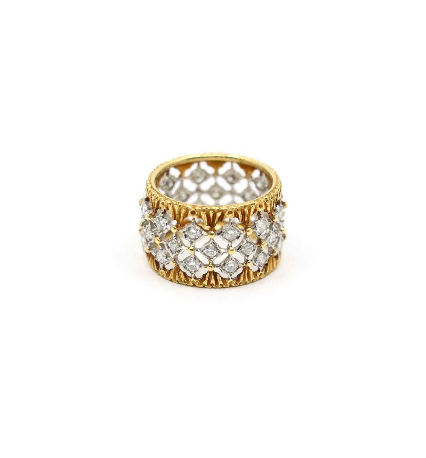 Buccellati 18K Yellow & White Gold Rombi Diamonds Eternelle Ring