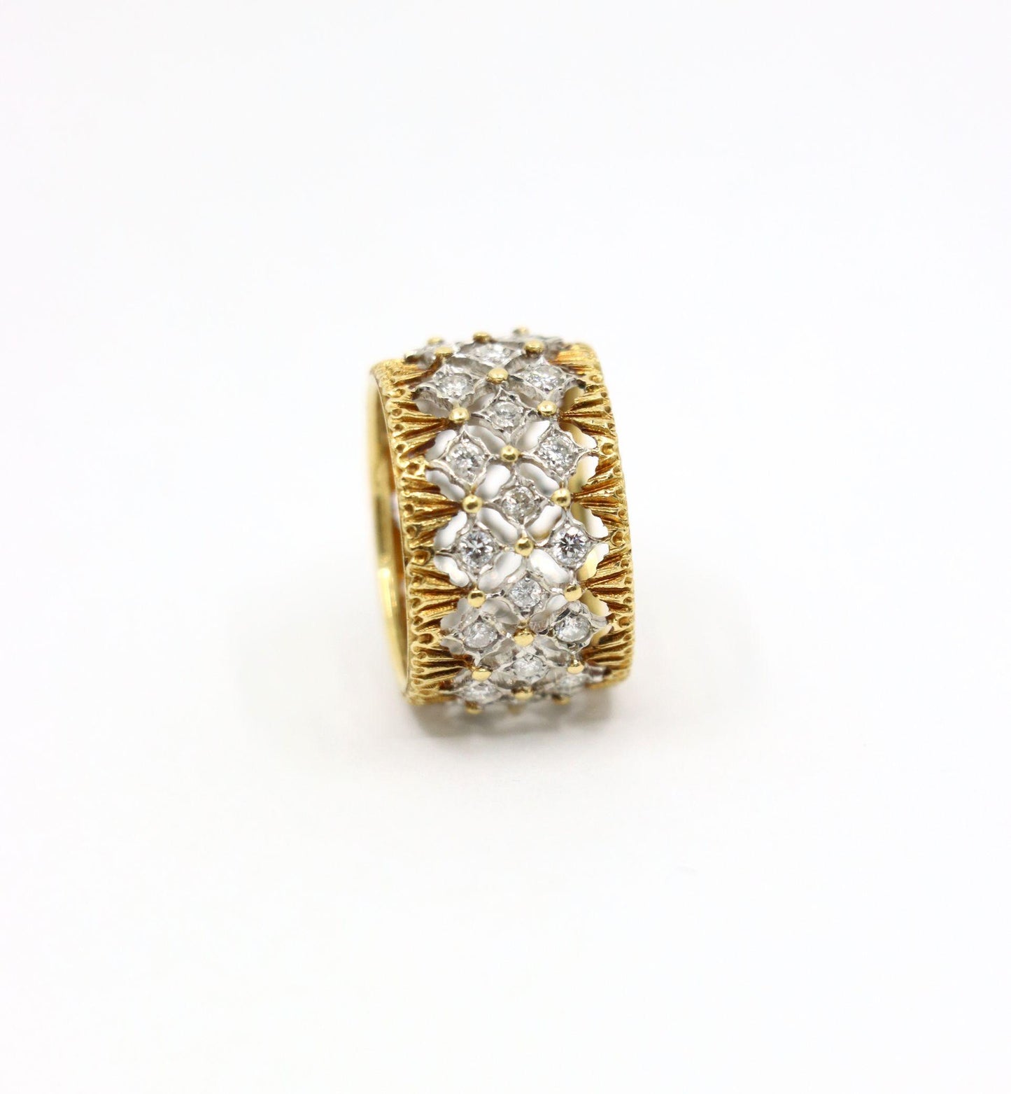 Buccellati 18K Yellow & White Gold Rombi Diamonds Eternelle Ring