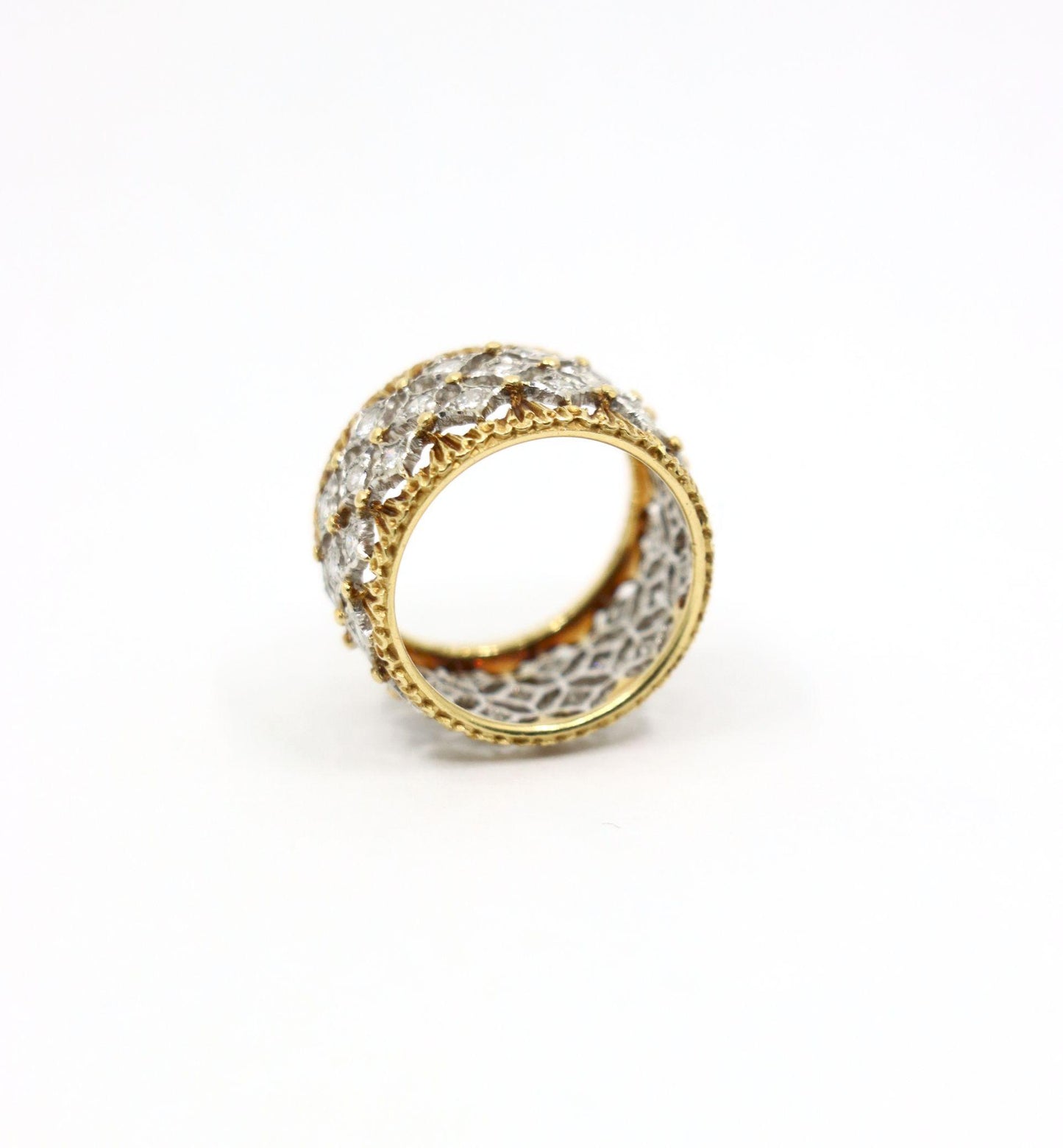 Buccellati 18K Yellow & White Gold Rombi Diamonds Eternelle Ring