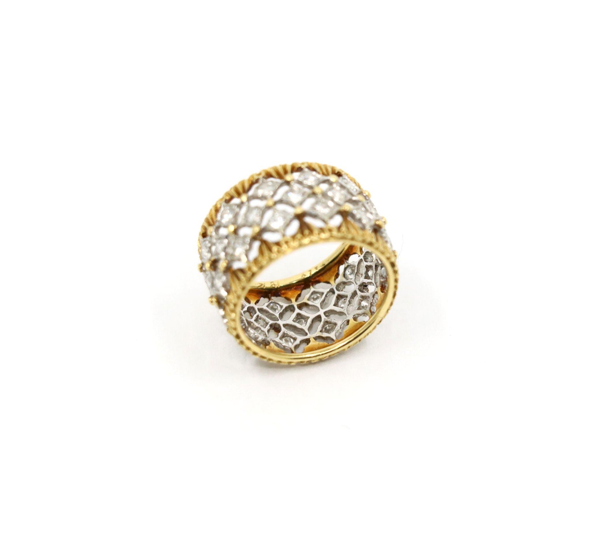 Buccellati 18K Yellow & White Gold Rombi Diamonds Eternelle Ring