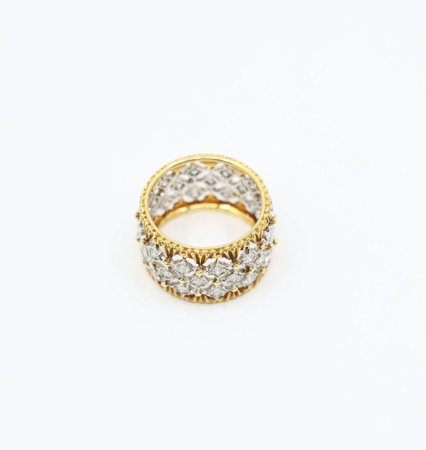 Buccellati 18K Yellow & White Gold Rombi Diamonds Eternelle Ring