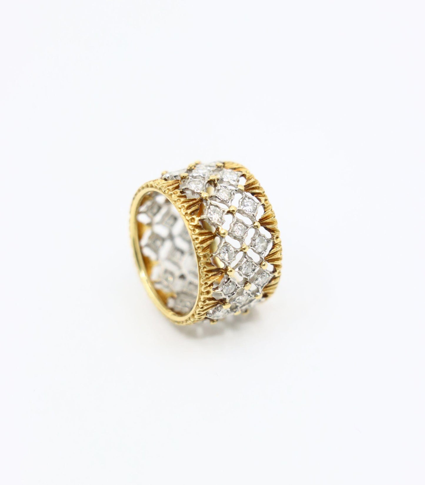 Buccellati 18K Yellow & White Gold Rombi Diamonds Eternelle Ring