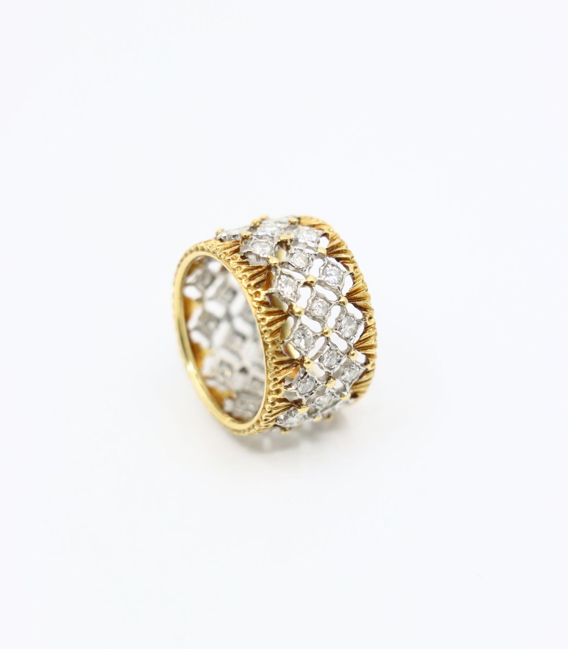 Buccellati 18K Yellow & White Gold Rombi Diamonds Eternelle Ring