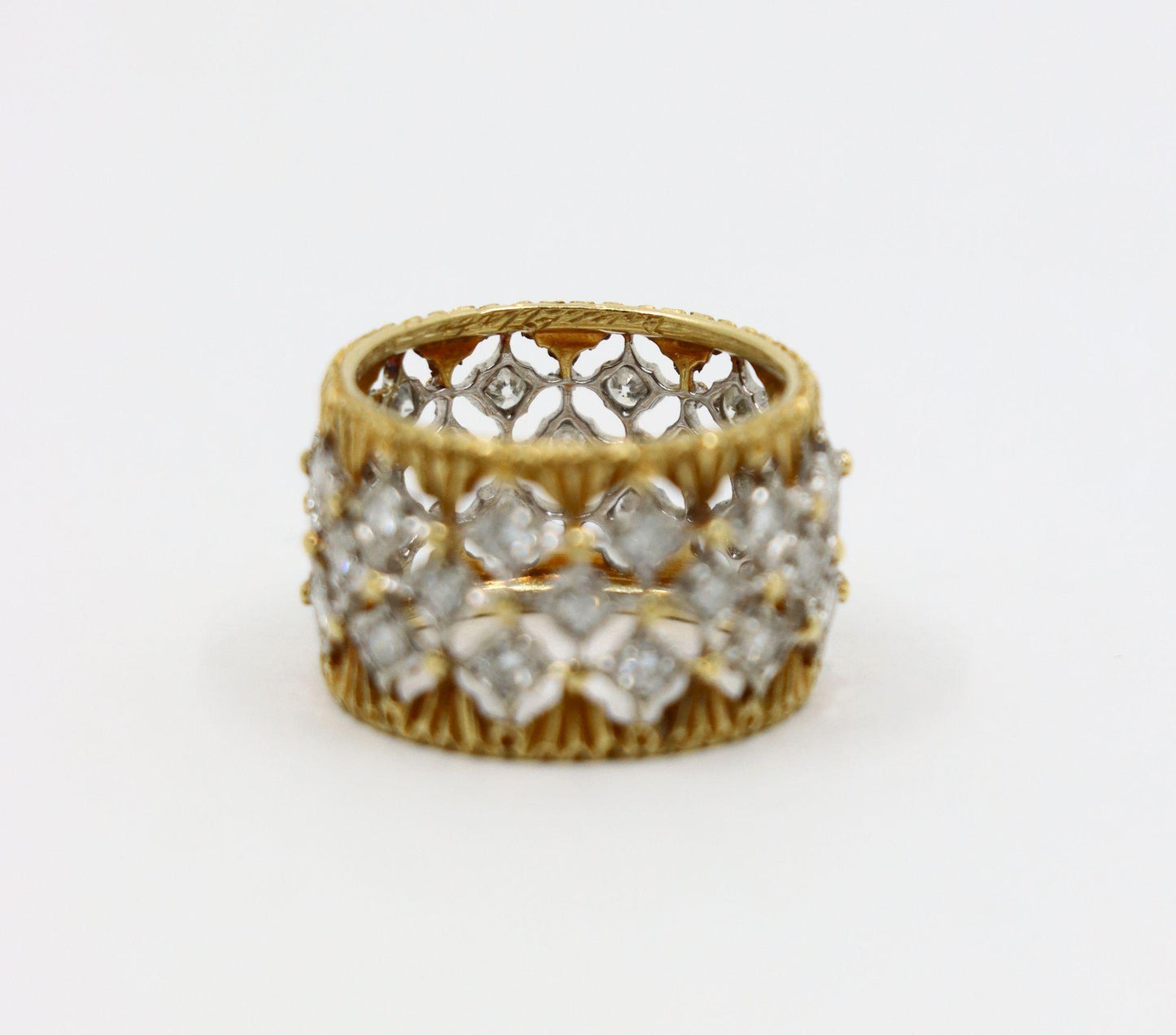 Buccellati 18K Yellow & White Gold Rombi Diamonds Eternelle Ring