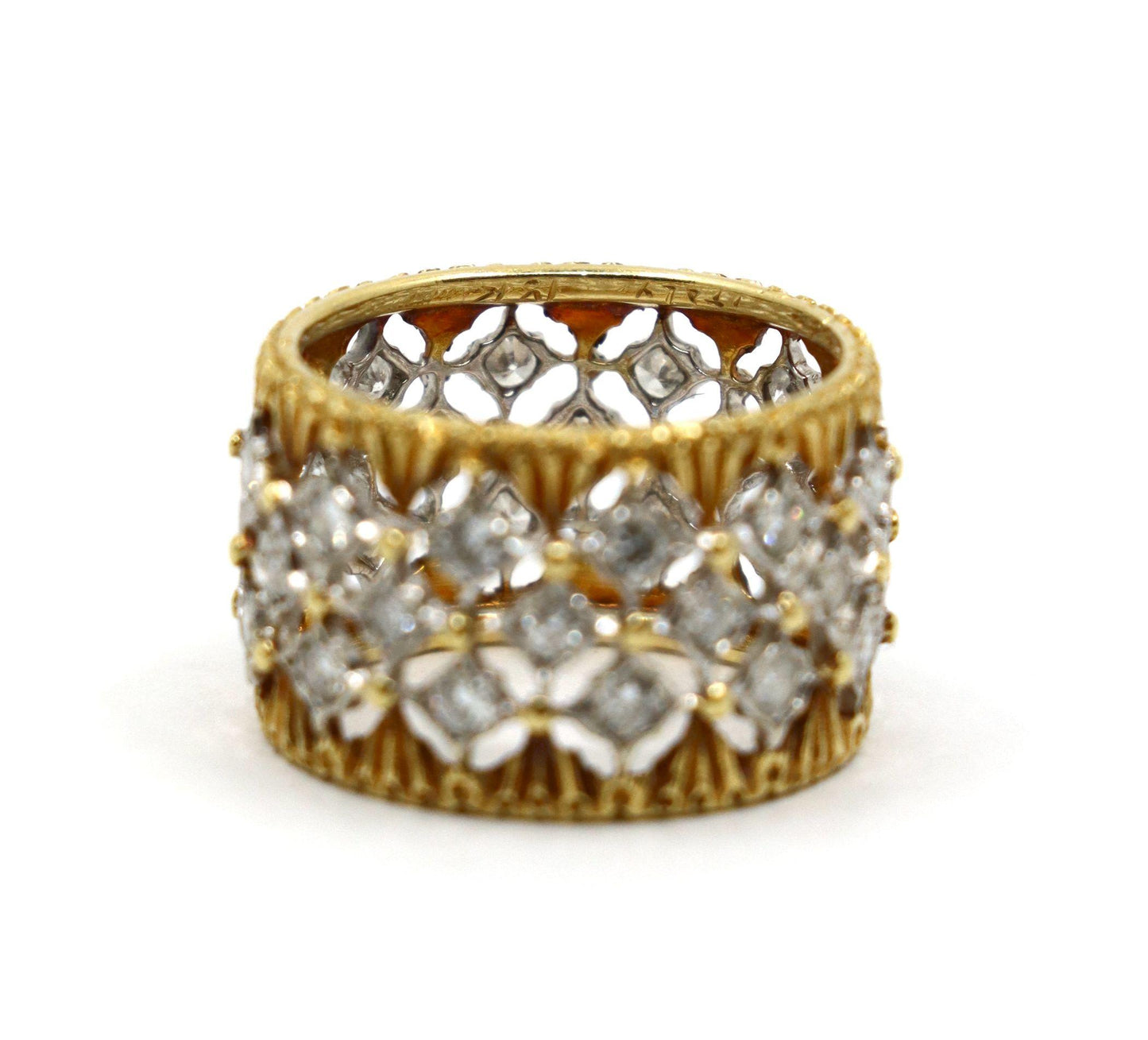 Buccellati 18K Yellow & White Gold Rombi Diamonds Eternelle Ring