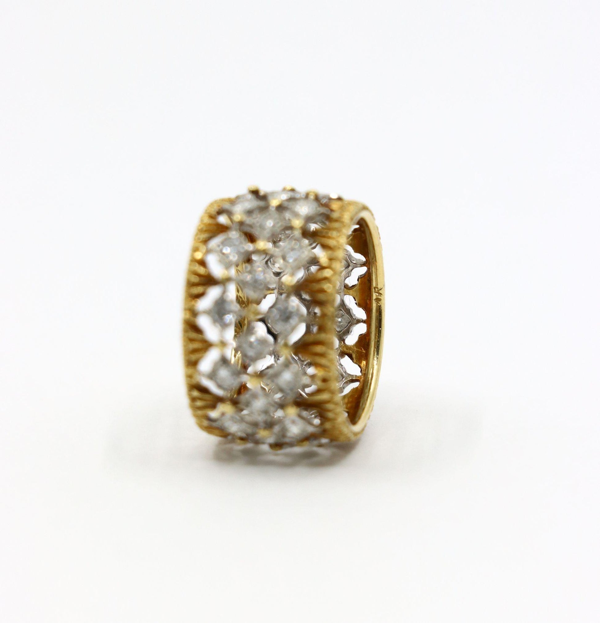 Buccellati 18K Yellow & White Gold Rombi Diamonds Eternelle Ring