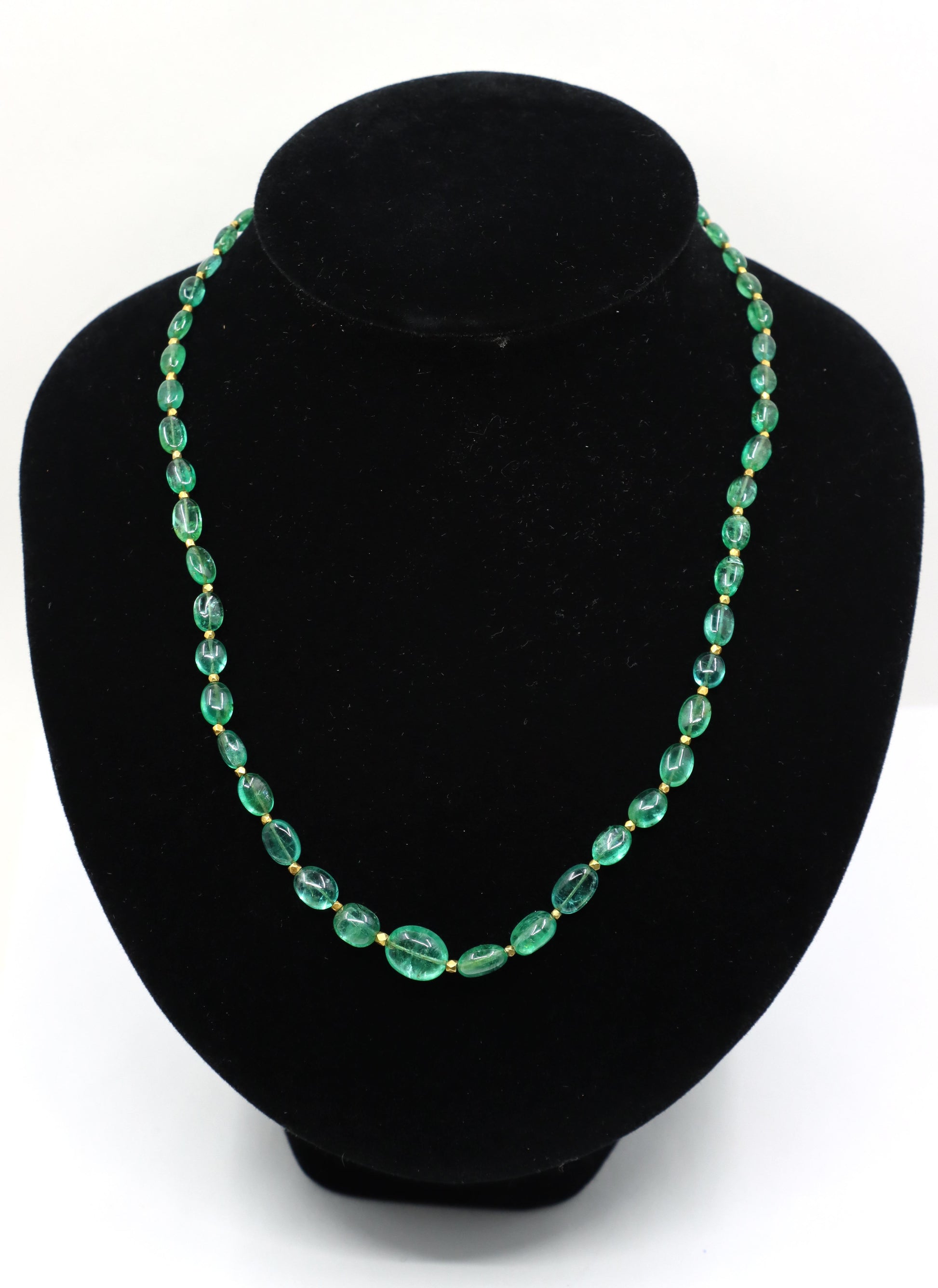 14K Gold Emerald Beads Necklace