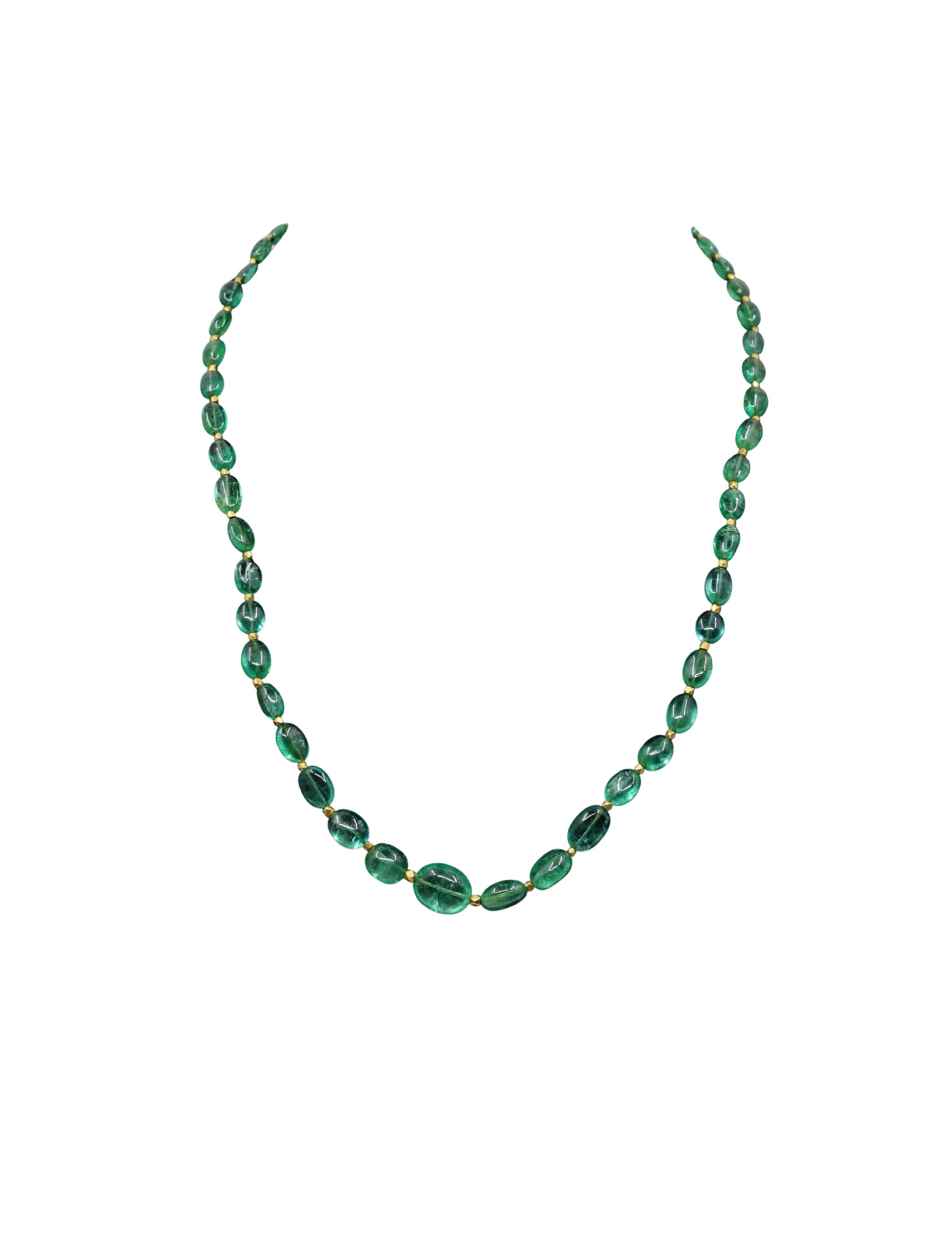 14K Gold Emerald Beads Necklace