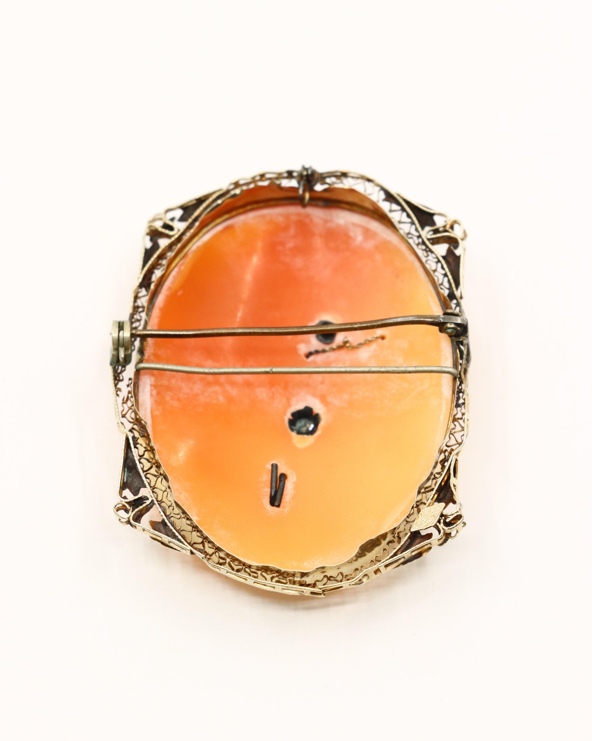 Antique 14K Gold Diamond Violinist Cameo Brooch
