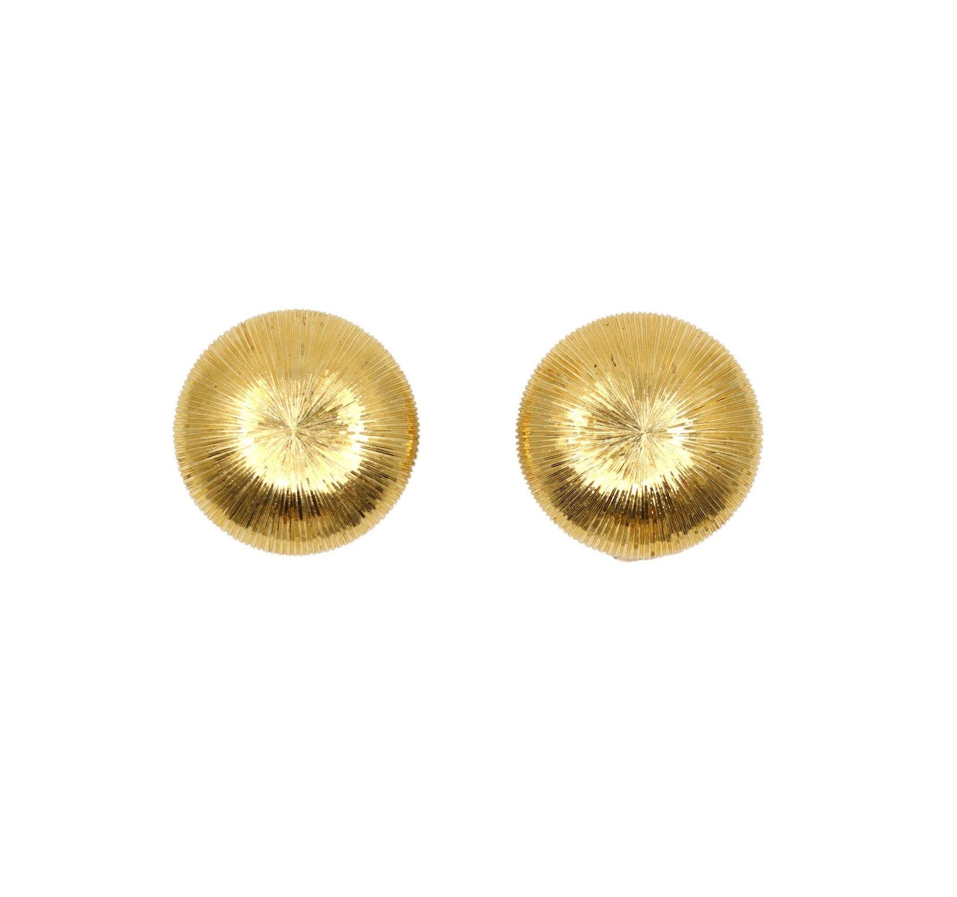 Buccellati 18K Gold Rigato Satin Finish Button Earrings