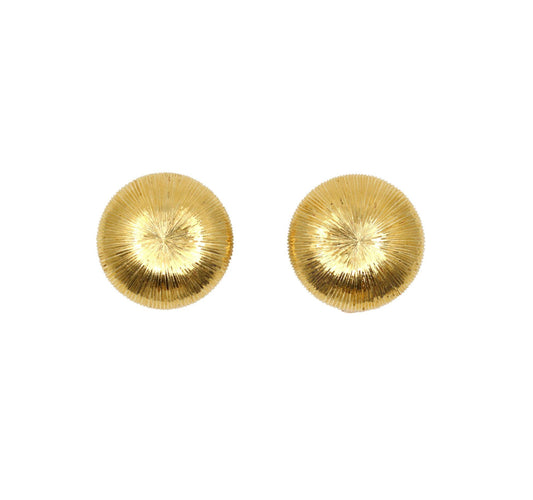 Buccellati 18K Gold Rigato Satin Finish Button Earrings