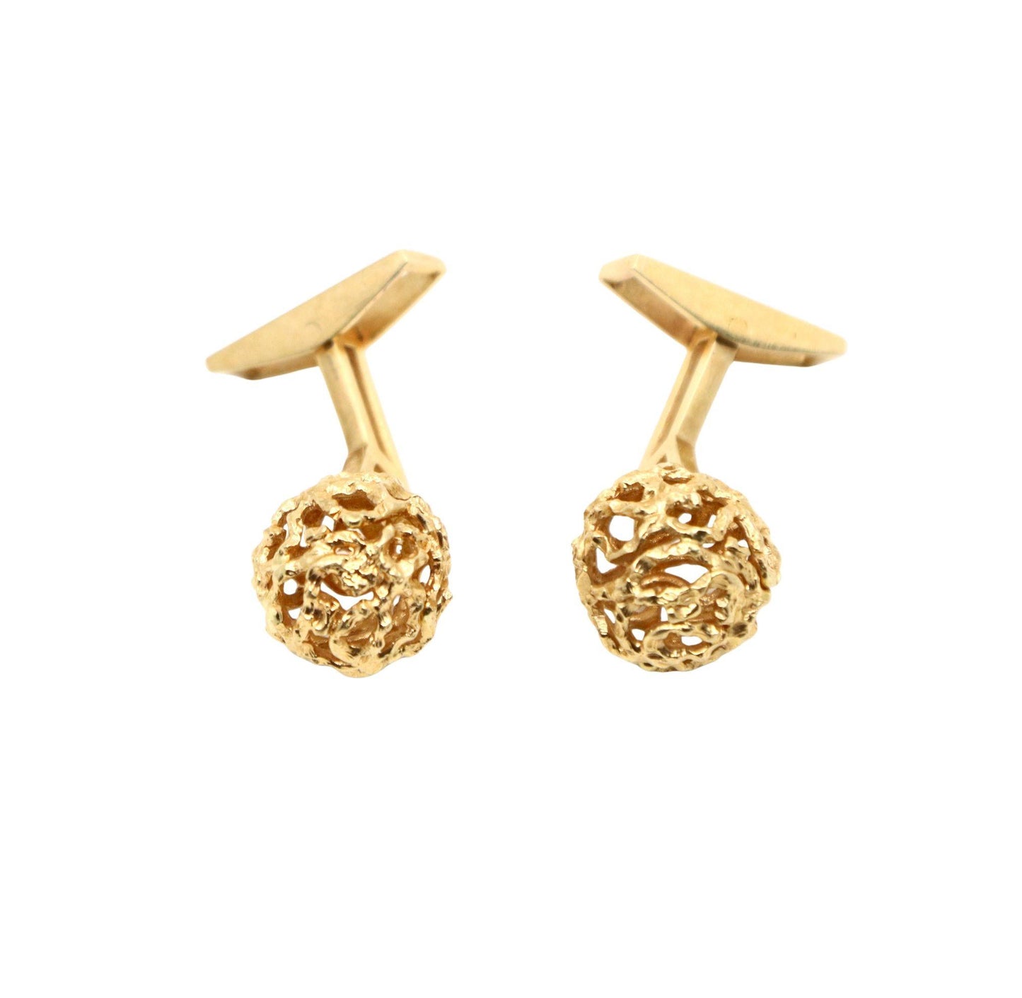 Vintage Ole Lynggaard 14K Gold Ball Cufflinks