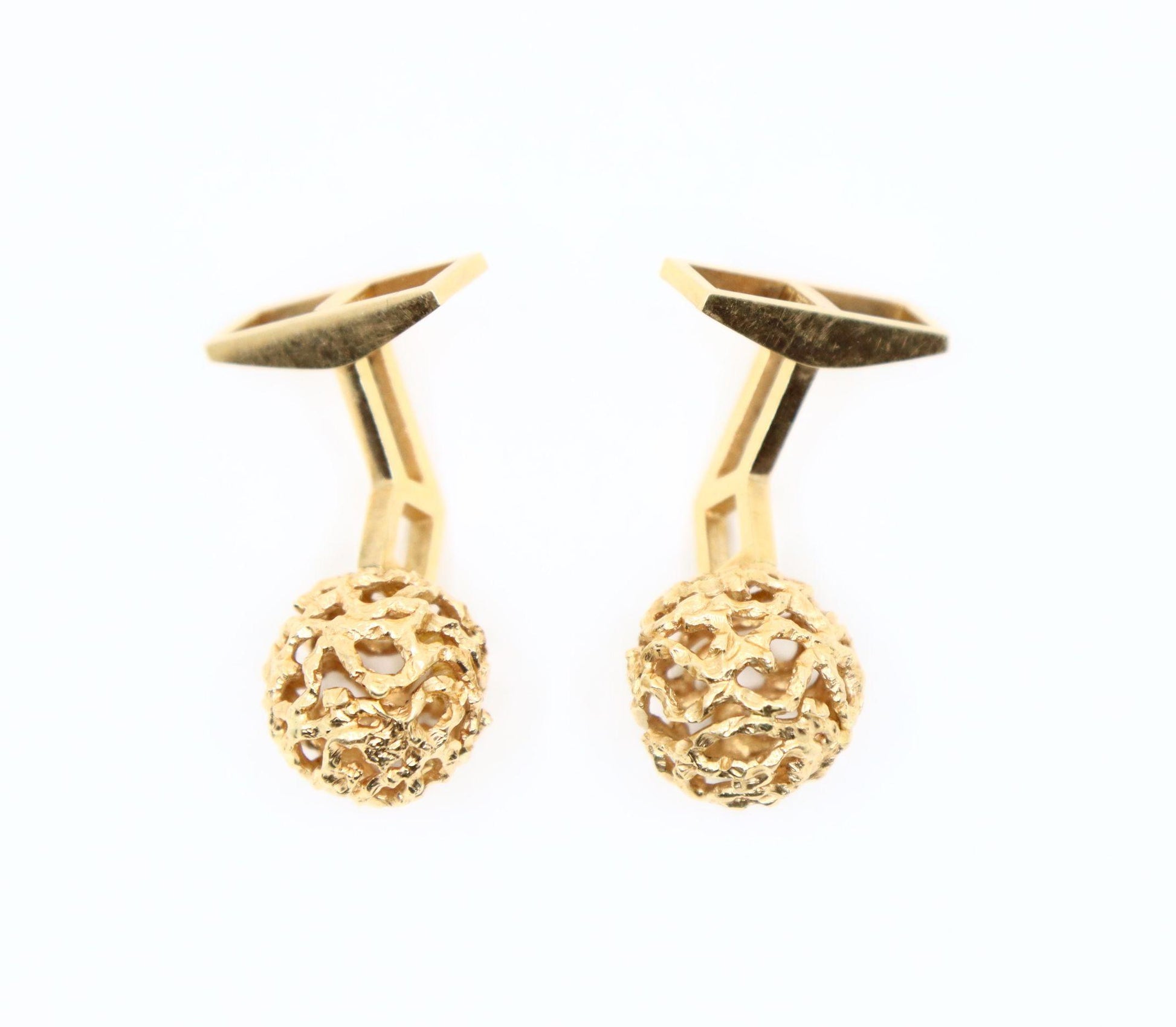 Vintage Ole Lynggaard 14K Gold Ball Cufflinks