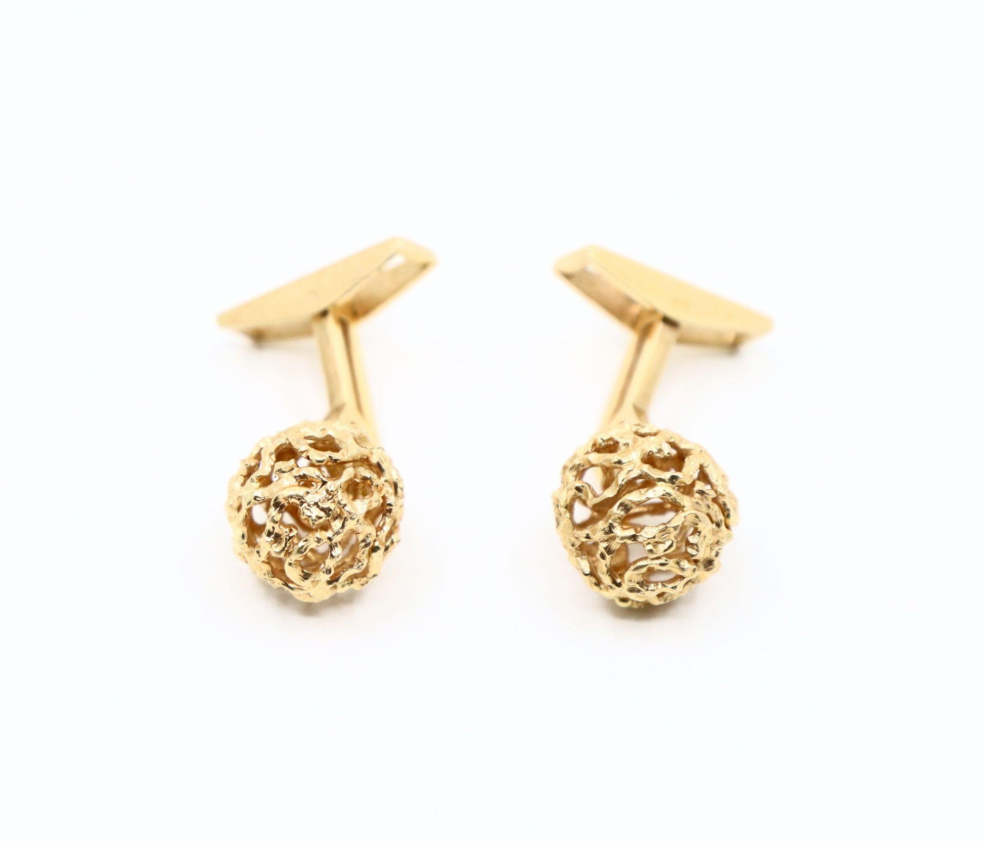 Vintage Ole Lynggaard 14K Gold Ball Cufflinks