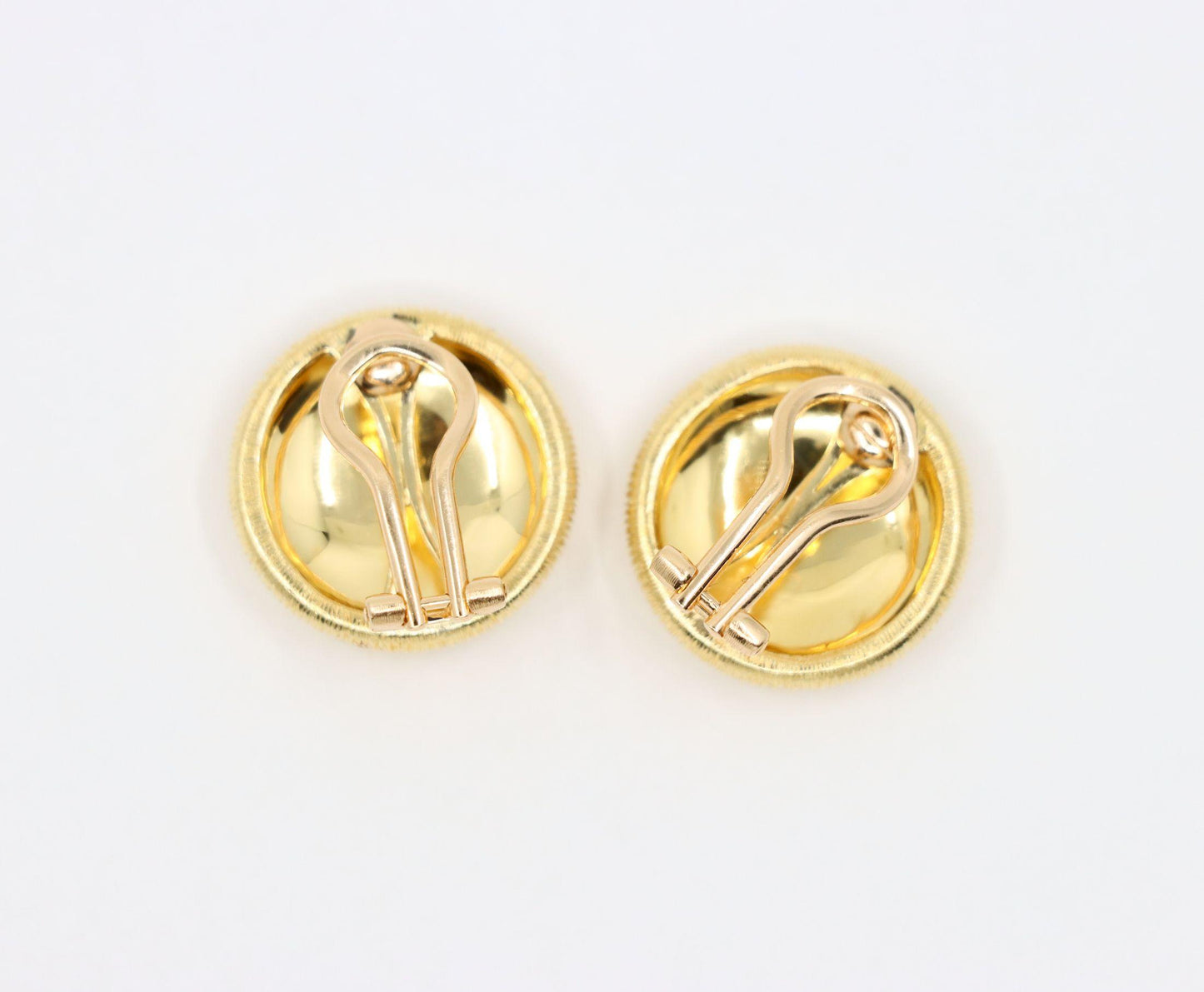 Buccellati 18K Gold Rigato Satin Finish Button Earrings