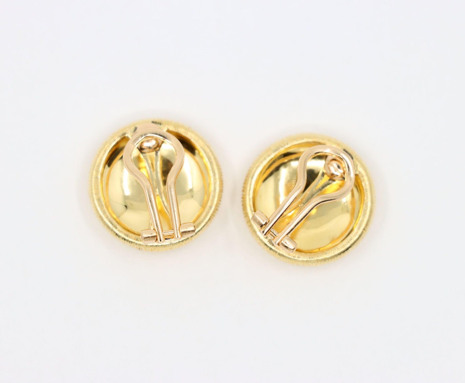 Buccellati 18K Gold Rigato Satin Finish Button Earrings