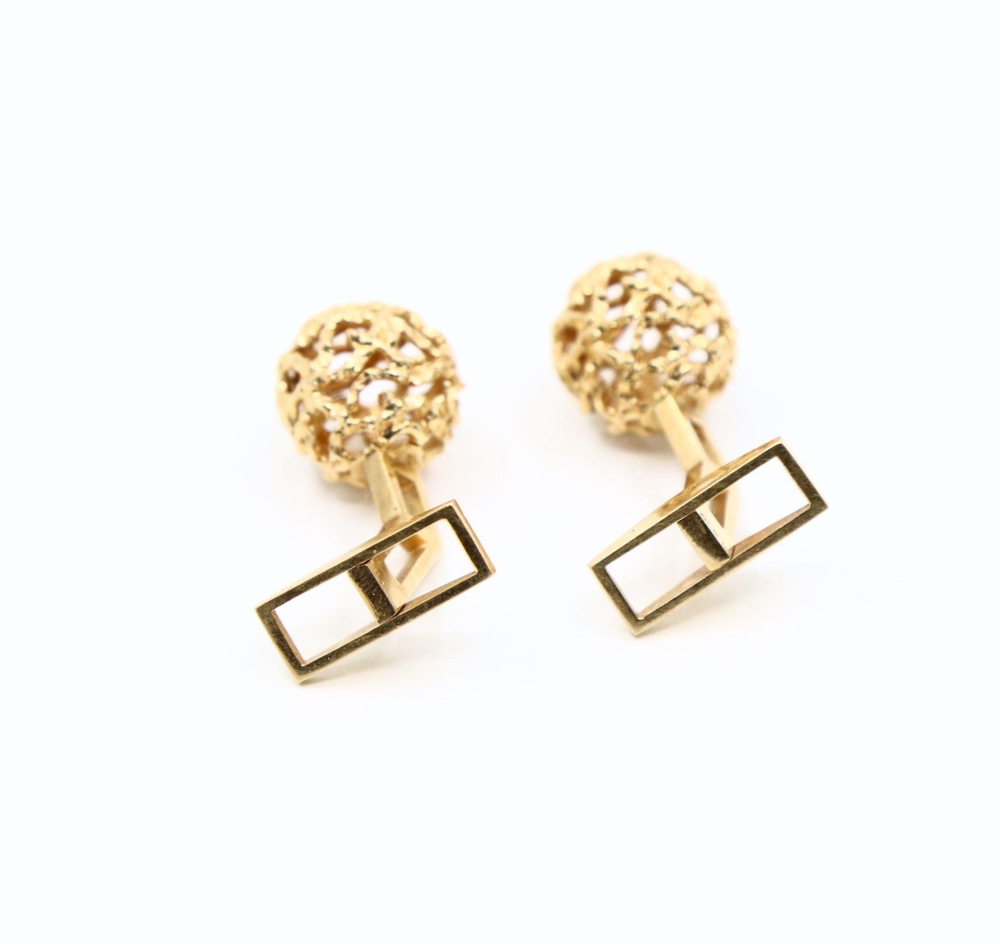 Vintage Ole Lynggaard 14K Gold Ball Cufflinks