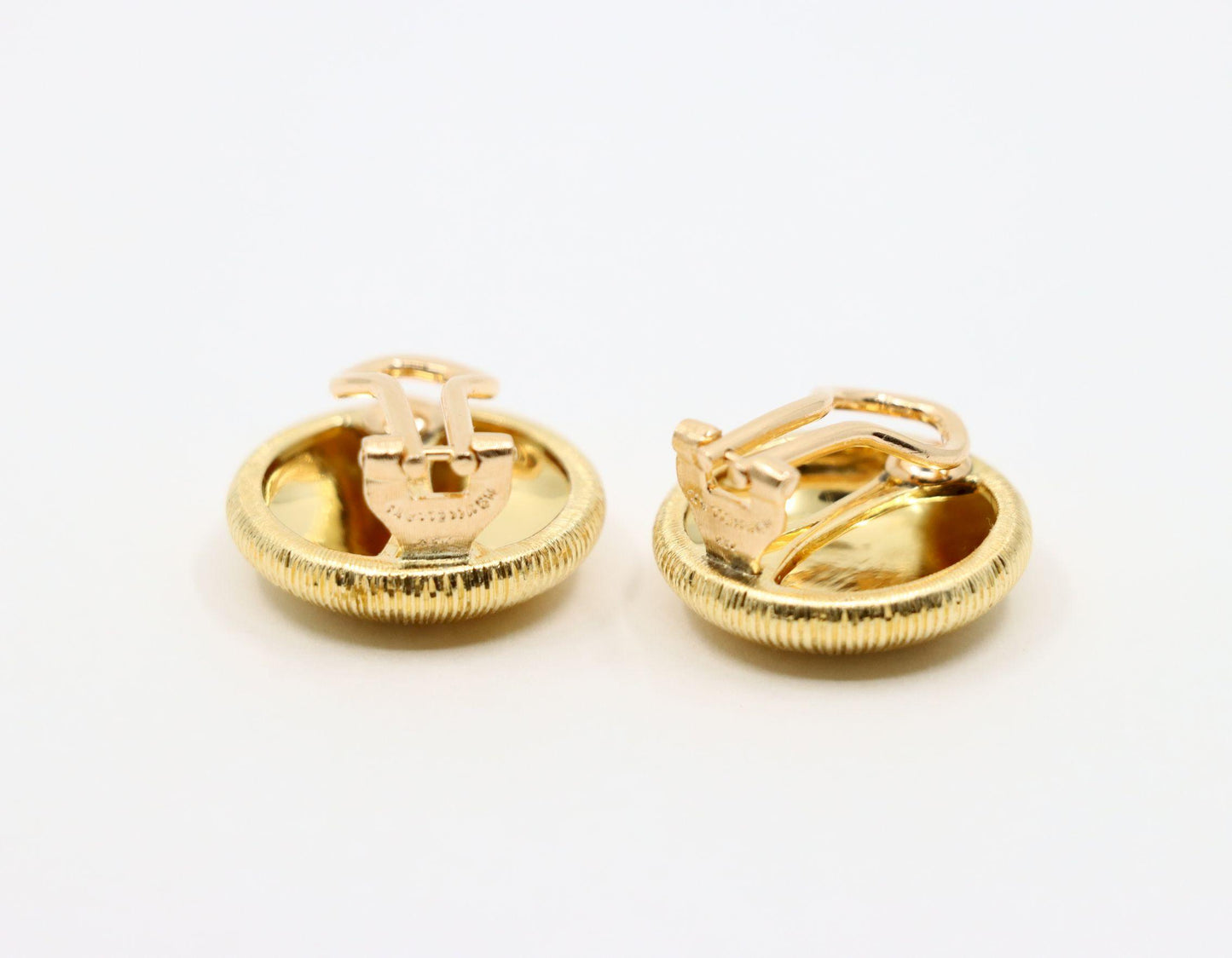 Buccellati 18K Gold Rigato Satin Finish Button Earrings